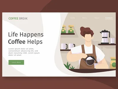 Coffee Break Landing Page coffee illustration landing page ui ux web website