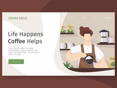 Coffee Break Landing Page coffee illustration landing page ui ux web website
