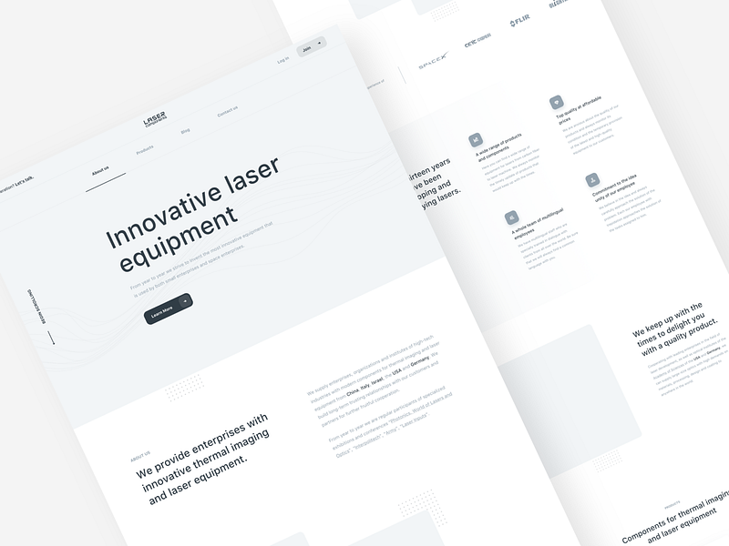 Laser Components / Wireframe clean design landing minimal page ui ux web webdesign website wireframe