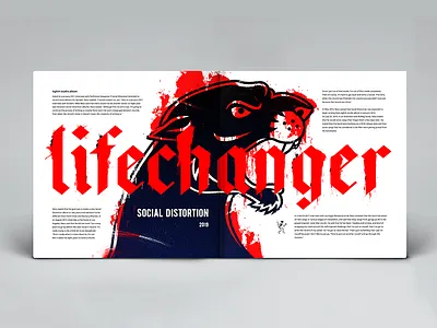 Lifechanger album cover, spread aggressive album beast blood calligraffity cover fan art fire gothic illustration jaws lifechanger metal music panther punk rock social distortion tattoo vinyl