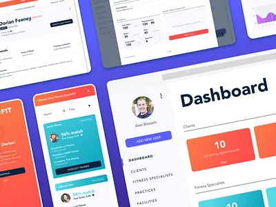 Prescribe Fit cards dashboard desktop fitness gradient health interface mobile ui elements wellness