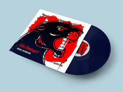 Lifechanger cover, face aggressive album beast cover design fan art gothic illustration jaws lifechanger metal music panther punk rock social distortion tattoo type typografy vinyl