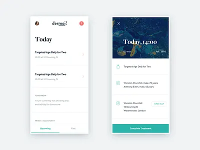 dermoi! - Therapist's schedule clean design flat healthcare icons layout minimal mobile mobile app ui ux