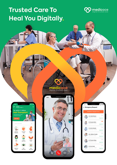 MedicAce - Healthcare App Design branding healthcare app development logo design