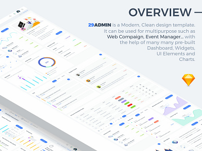 29 Admin Overview UI ad campaign admin chart clean cryptocurrency dashboard event finance kit management modern multipurpose template ui element widget