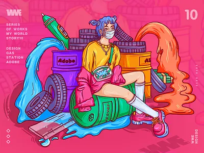 Design gas station animation branding design game iilustration ildiesign illustration illustrator image logo logomark page red start typography ui ux web website wme