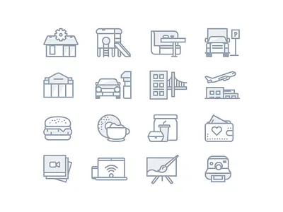 Fastfood facilities icons app clean design flat icon icons illustration interface outline simple ui vector