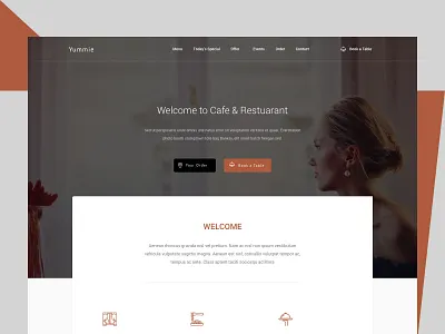 Restuarant home page cafe cooffee design dinner eating food food drink home delivery home services landing lunch online booking restuarant sketch uiux website