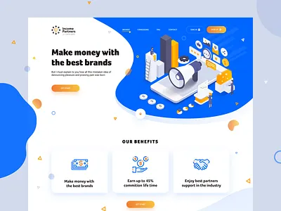 Income Parters redesign bitcoin casino coins design icons illustration isometric jackpot landing money promo ui website