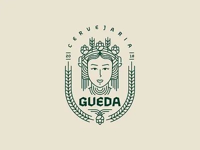 Gueda Brewing Co. beer beer art brand cheers design geometry goddess golden ratio grid gueda hop line logo pattern shape symbol vector woman woman illustration woman logo
