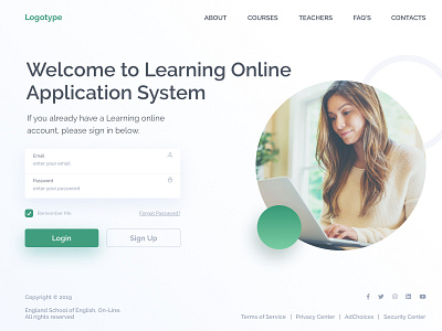 Login Page app clean app design e learning education green interface learning platform login registration sign in sign up ui ux web