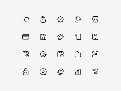 E-commerce icons - Exploration chat delivery design ecommerce exploration figma icon icon pack icon set iconography icons library line line icons payment product scan shopping simple ui