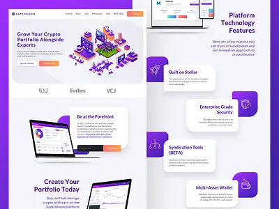 Superbloom Landing Page cryptocurrency interface design landing page ui ui design web design