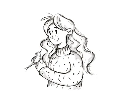 Birdy black white feeling graphic design illustration mood nature photoshop sketch smile