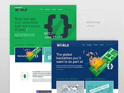 Landing Page Concept 03 branding concept dev developers event hack hackathon landing page minimal mongodb tech ui