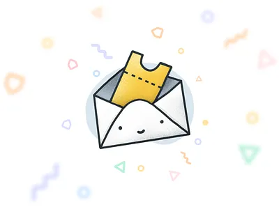 Invite illustration coupon drawing golden ticket icon illustration illustration art illustration digital invitations invite letter line art line drawing logo logo design notification procreate procreate art smile smiley face ticket