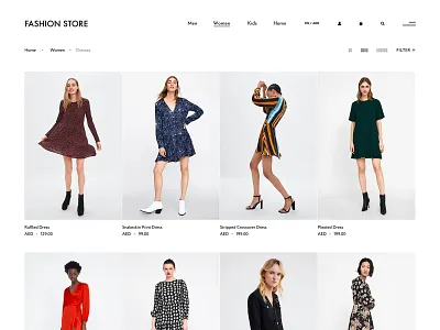 Product listing page concept for online fashion store concept design e commerce design fashion pitch typography ui ux web website