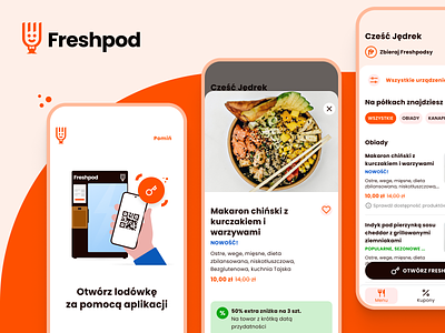 „Freshpod” app android app application application design coupons design food food app ios menu mobile mobile app mobile application mobile design onboarding ui ux vending machine