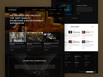 Exhibitions International content design dark event exhibition landing page theme ui ux ux ui design web