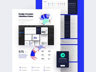 Landing Page for Symbol Design System 2 adaptive components craftwork design system elements fonts interface landing landing page library media mockups responsive sketch symbols ui ui kit ux web