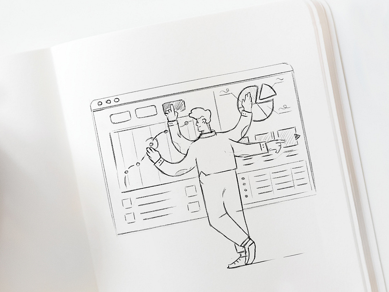 More sketches, Website illustrations. accountancy applicaiton bookkeeping multitasking notebook photoshop sketch