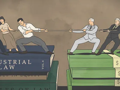 Tug of war 1940s character courtroom design illustration lawyer politics