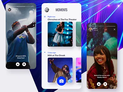 Moments experiment 2d app beta clean event events flat ios minimal mobile music photo app photograhy product design prototype prototypes sxsw ugc ui velocity