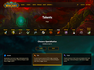 World of Warcraft Talent Crafter blizzard entertainment design game icon set magic photoshop ui design user experience design vector warrior web design website world of warcraft