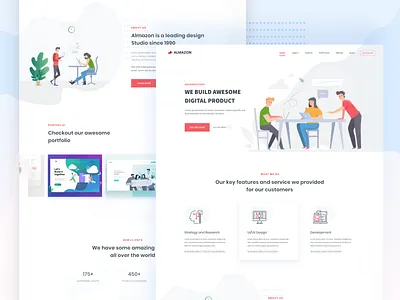 Digital agency landing page adobe xd clean app design digitalagency flat illustration landing page lettering minimal team trending typogaphy ui ux vector web website webui
