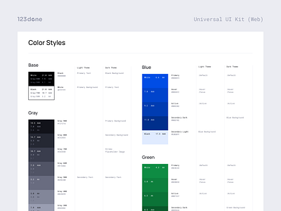 Color Styles | Universal UI Kit (Web) 123done clean color design design kit figma minimalism styleguide styles ui uikit universal ui kit (web)