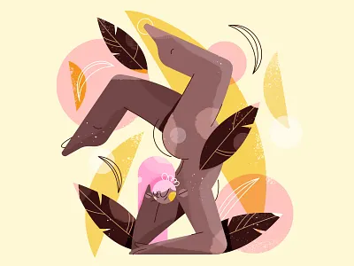 Banana Lady 2d banana brush character design fruit fun girl illustration lady nude shape yoga