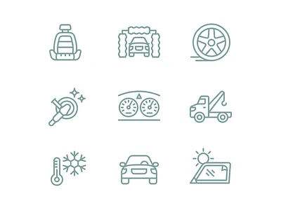 Auto Service Iconography auto car icon iconography icons line set vehicle