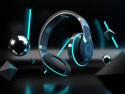 Abstract headphones scene 3d 3d art 3d artist cinema cinema 4d headphones redshift render