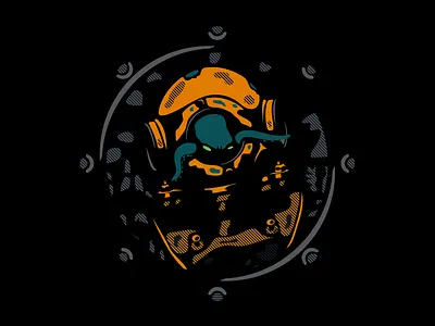 Reef Dweller Updated deep diver helmet illusration ocean sea simple vector