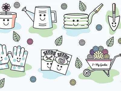 Think Spring Flat Art adobe adobeillustrator art clipart color design drawing garden icons illustration illustrator imagery spring