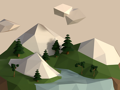 Low Poly Island 3d adobe dimension blender island low poly low polygon lowpoly map render scene