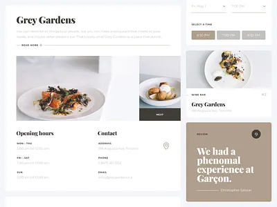 Restaurant UI Kit booking branding clean food grid restaurant review ui ui kit ux website
