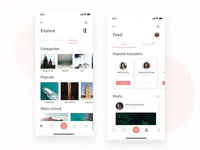 Travel app Explore & Feed screens (WIP) app explore feed travel ui ui ux design