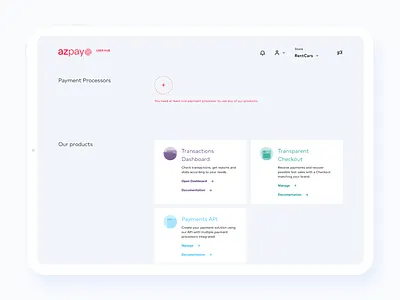 AZPay's [WIP] User Hub - The gateway of all our products dashboard design hub sketch system ui visual web website wip
