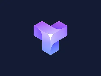 T Letter Logo blockchain cube flower geometry gradient illustration innovation isometry letter logo logo 3d mark molecule sign smooth spinner textile triangle volumetric waves