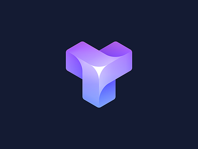 T Letter Logo blockchain cube flower geometry gradient illustration innovation isometry letter logo logo 3d mark molecule sign smooth spinner textile triangle volumetric waves