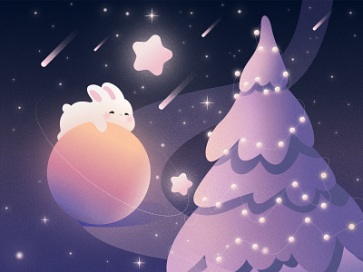 Happy Holidays! 2023 2d animal christmas christmas2022 christmastime gift happyholidays holidays illustration newyear planet rabbit season snow space texture tree xmas year