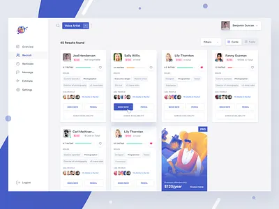 Hire Freelancers dashboard filters freelance design freelancers hire illustration job posting menu mockup pro search website