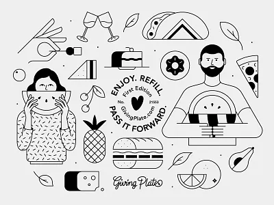 Platter Design design food illustration line people platter share sharing vector