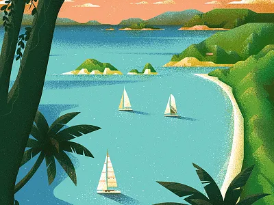 59 Parks - Virgin Islands art design drawing graphic illustration nature ocean poster retro texture vector yacht