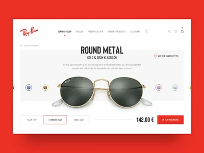 Ray-Ban Product Page glasses online shop product product page ray ban redesign shop sunglasses ui ux webdesign