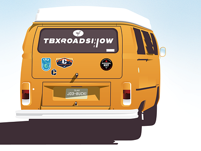 TBX® Roadshow dallas event gradients illustration license plate retro roads roadshow shadows stickers texas united states van vector vintage