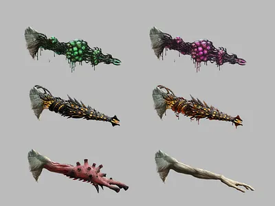 Gaming Concepts: Symbiote Weapon Variants alien technology gaming symbiote symbiotic weapons