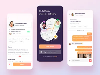 Bolow - Business Networking App app application business clean collaboration concept network networking partnership profession ui