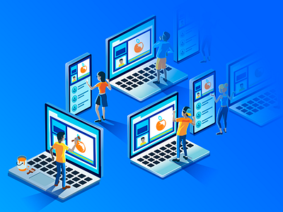 Live gaming app colorful design editorial flat illustration infographic ios isometric landing page shapes twitch ui vector web